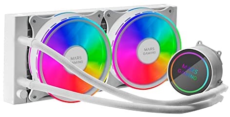 Mars Gaming ML-ONE240, Refrigeración Líquida CPU, TDP 400W, Espejo Infinito, 2 Ventiladores FRGB Silenciosos, Multisocket Universal, Blanco