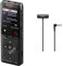 Sony ICD-UX570 Registratore Vocale Stereo, Display OLED, Riduzione Rumori Sottofondo, Altoparlante Integrato, Nero & ECM-LV1 - Microfono Lavalier con Stereo Sound Capture