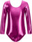FUREINSTORE Maglia da danza danza balletto palestra body classico lucido elastico per ragazze a maniche lunghe girocollo per ballerina, fucsia, 4 anni