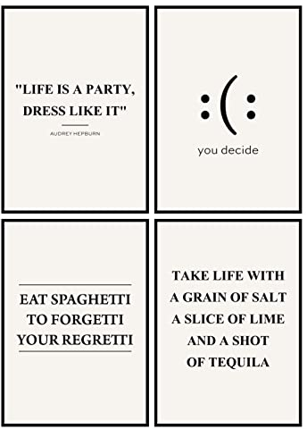 Posterset 4 Poster DIN A4 schwarz weiß Motivation - Affirmationen Schlafzimmer Küche Wandbild Wanddeko Poster Set ohne Rahmen Affirmationsbilder Inspiration 1