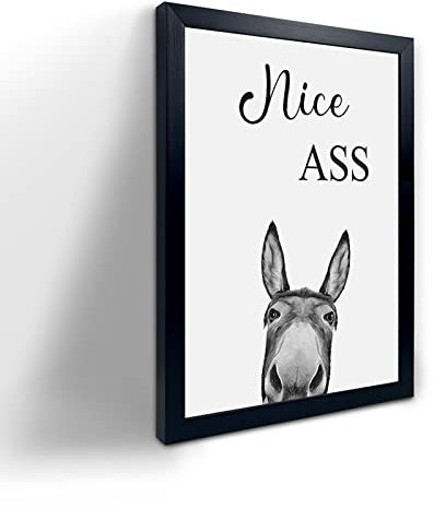 Letrero de baño con estampado de animales de burro, con citas de buen culo, divertido letrero de baño, divertido arte de pared de baño, póster de decoración de baño, arte de inodoro, decoración de