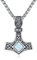 ZIPPICE Thors Hammer Halskette 925 Sterling Silber Wikinger Keltischer Kette Mjölnir Anhänger Nordische Wikinger Anhänger Unisex Schmuck Schmuck Geschenk für Damen Frauen Mama Freundin (Opal)