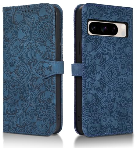 Succtopy Handyhülle für Google Pixel 8 Pro 5G PU Leder Hülle mit Kartenfächer und Standfunktion für Google Pixel 8 Pro 5G Klapphülle Flip Wallet Cover Case Schutzhülle Google Pixel 8 Pro 5G Blau