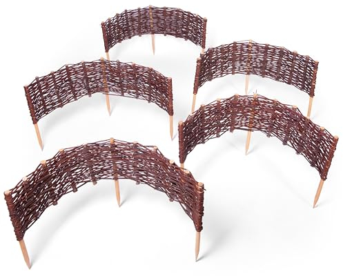 Beeteinfassung Weide - Wetterfeste Beetbegrenzung Weidenzaun 5 Stück 60cm x 20cm - zum Eintreiben in den Boden