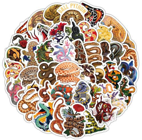 50Stück Schlange Aufkleber für Fahrrad,Auto,Motorrad, Gepäck,Laptop,Fahrrad,Stoßstange,Gitarre,Ästhetische Tiere Vinyl Aufkleber,Geschenk für Kinder Mädchen Teenager,Niedliche Snake Sticker