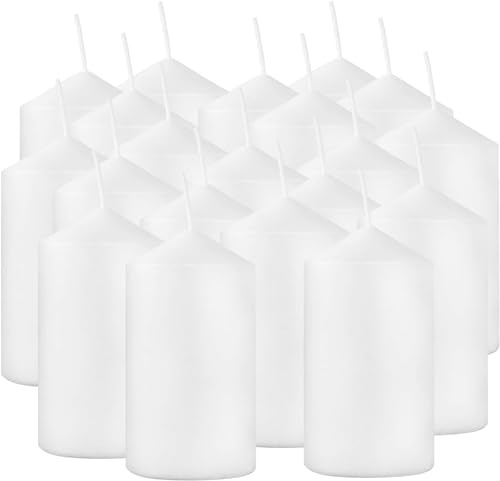 YOROXRG 2x4 High White Pillar Candles, Set of 20 Unscented. Bulk Buy. Ideal for Halloween, Wedding, Emergency Lanterns, Household, Wedding and Home Décor Candlesticks