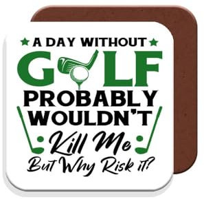 Coaster Gift for Golfer/Golf - A Day Without Golf - Giftset - Made by MUGGZ in The UK
