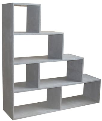HTI living Stufenregal in Beton Raumteiler Bücherregal 114 x 114 x 30 cm vielseitig einsetzba Stufenregal Bücherregal