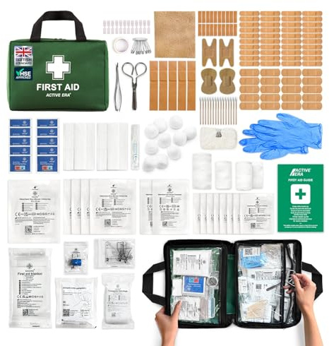 180 Piece Premium First Aid Kit Bag - Includes Eyewash, 2 x Cold (Ice) Packs and Emergency Car Blanket for Home, Office, Caravan, Workplace, Travel