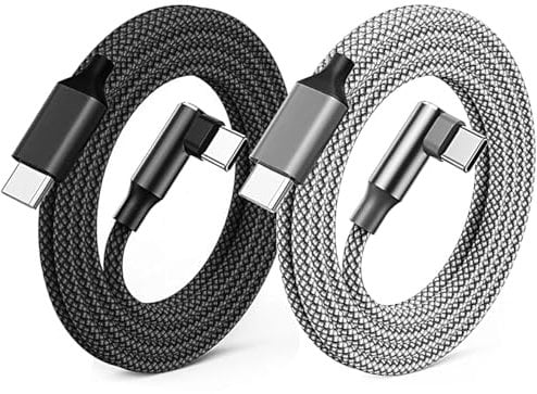 USB C to USB C Charger Cable 100W 2Pack 3FT USB Type C Charger Fast Charging 90 Degree Usb c to Usb c Cable Right Angle Type C to C for iPhone 15 Pro MacBook iPad Samsung Galaxy S23 Huawei Pixel