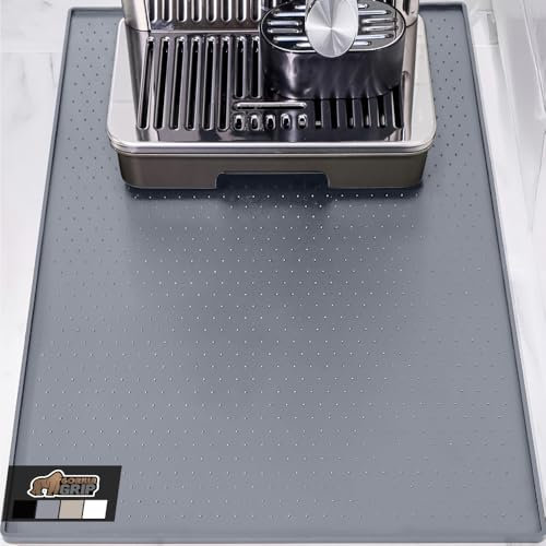 GORILLA GRIP Silicone Coffee Mat, Espresso Bar Essentials, 15x23, Gray