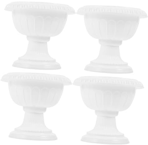 MERRYHAPY 4er-Set Blumentöpfe Aus Kunststoff Römischer Stil Pflanzgefäß Europäisch-dekorativ Für Hochzeit Balkon Terrasse Garten Leicht Installierbar