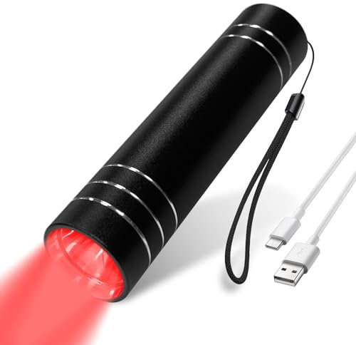 Hottoerak Red Light Lamp Torch, 660nm & 850nm Infrared Lamp, 1000mAh Rechargeable Red Light, Portable Infrared Light Torch for Home Use, Pets, and Wellness