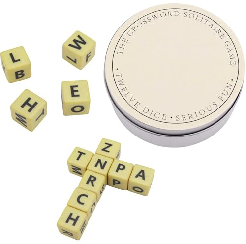 NQEUEPN Gioco di Dadi Cruciverba, Gioco di Parole Crociate con Set di Dodici Lettere di Dadi Gioco di Dadi Dell'Alfabeto Giochi di Parole di Dadi Confezionato con Custodia, Anti-Perdita (Argento)