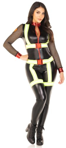 LEG AVENUE Blazing Hot Firefighter Costume, Schwarz