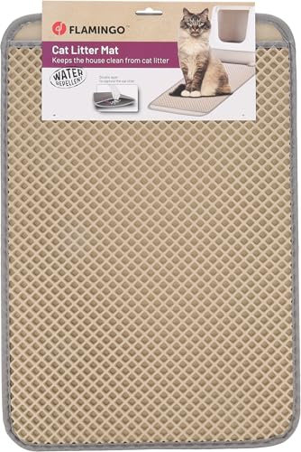 Flamingo Matz Katzenklo-Matte - Beige, 61 x 41 x 1,3 cm, rutschfest und Langlebig, Ideal für Maine Coon, Britisch Kurzhaar, Ragdoll, Norwegische Waldkatze usw.