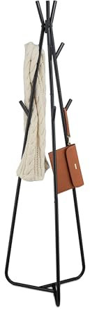Relaxdays Garderobenständer, 9 Haken, Metall, Jacken, Mäntel, dreieckig, Standgarderobe, HBT: 157 x 40 x 48 cm, schwarz