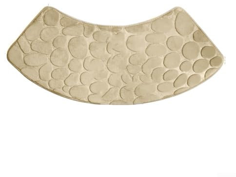 Tapis de douche incurvé, antidérapant, lavable et absorbant l'eau, pour salles de bains d'angle, gris, bleu, beige (camel)