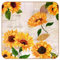 Squre Drink Coasters set of 6 - Sunflower Yellow Flower Bloom Pattern Non-Slip Leather Coaster Set - Decorative Cup Coasters for Kinds of Mugs and Cups