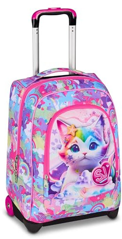 SJ GANG STYLE JAM GANG Trolley Scuola Fisso, Fucsia, 2 in 1, Doppio Uso, Trolley e Zaino, Zaino Scuola Elementare, Bambina