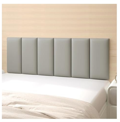 Panneaux de tête de lit adhésifs, tête de lit Murale rembourrée en Cuir, Rembourrage Mural Anti-Collision 3D pour Chambre Moderne (Gris, 150 x 50 cm)