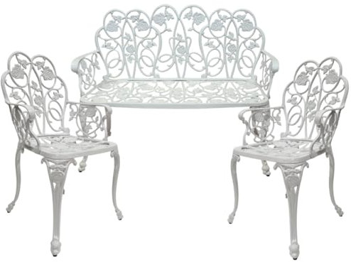 abc HOME | Gartenmöbel Set | Gartentisch | Gartenstühle | Gartenbank | Aluminiumguss | Jugendstil (3-TLG., 3, 3-TLG. Set)