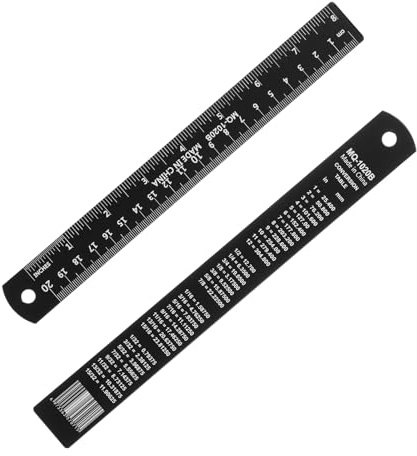 PATIKIL Metalllineal 20cm/8 Zoll Metrisches Lineal Für Büro Schwarz | Aluminiumlegierung, Mit Zoll Und Zentimeter, Präzisionsmessung, Technisches Zeichnen