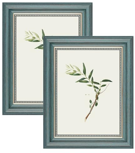 YoHyien Set di 2 Cornici Foto Vintage 15x20 cm, Cornici Portafoto Shabby Chic da Parete e Tavola, Quadro Portafoto Decorative da Appendere Al Muro, Orizzontale e Verticale (Verde, 15 x 20 cm)