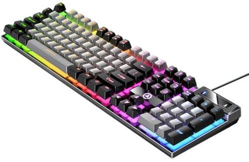 TsuvyXeg Tastiera da gioco cablata Meccanica E-Sports Key Board RGB Retroilluminata Tastiera per Computer Tasto quadrato per Desktop Laptop PC Mac Gioco Digitazione
