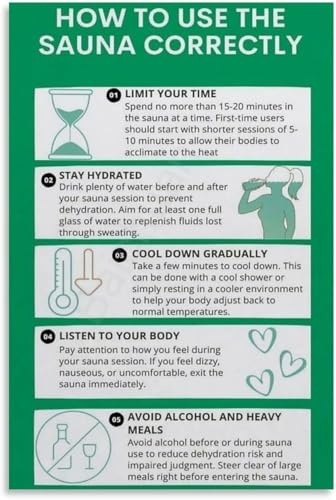 How to Use the Sauna Correctly Poster Metal Tin Sign Wall Art for Room Aesthetic and Decor Bedroom Living Bathroom Kitchen Office 8x12 inch