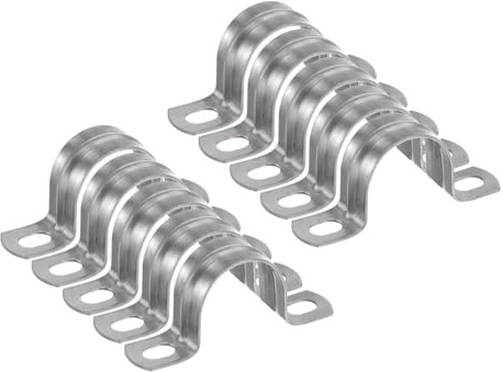 QUARKZMAN 10 Stück 32mm Rohrschellen, Kabelkanal Klemmen M32 U-Rohrschelle Edelstahl Starre U-förmige Halterung mit Zwei Löchern für Rohr Schlauch Draht Kabel Befestigung Verdickt