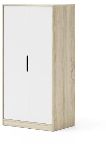 Homlando Armoire à Deux Portes avec Tringle à vêtements 5 Compartiments, Grand Espace de Rangement pour Chambre à Coucher, Chambre d'adolescent, 90 cm de Large x 165 cm de Haut x 55 cm de Profondeur