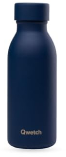 Qwetch - Bouteille Isotherme 350 ml Bleu Nuit - ICON - Gourde Ultra-Compacte & Élégante en Inox Recyclé - 24h Froid/12h Chaud - Étanche & Nomade