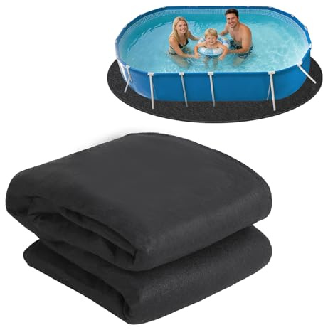 Crevyteg Tapis de Sol Piscine 3 x 4.5 m Protection Géotextile pour Piscine Hors Sol Ovale Résistant aux Perforations sous Couche Découpe Simple Anti Mauvaises Herbes Prolonge la Durée de Vie du Liner