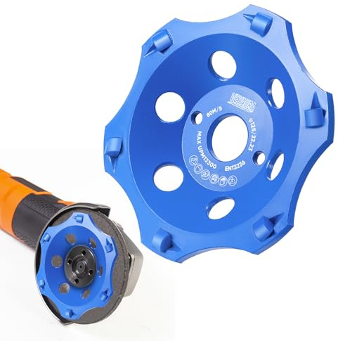 PKD PCD Diamantschleiftopf 125mm,Diamantschleiftopf mit 6 Segmenten Schleifscheibe Topfschleifer,Diamantschleifer für Fliesenkleber Farb-Beschichtungen,Winkelschleifer Schleiftopf, Robust & Langlebig