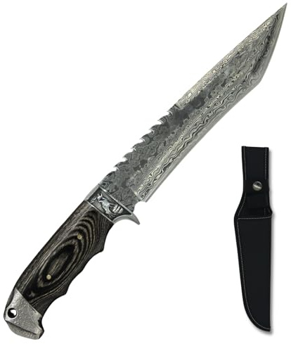 Generico Coltello da Caccia Lama Fissa in Acciaio con Manico Ergonomico e Fodero Incluso – Idea regalo – Coltello Outdoor per Caccia Campeggio ed Escursionismo – Modello 06