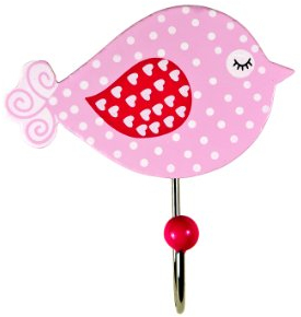 Mousehouse Gifts Kinder oder Erwachsene Rosa Vogel Wandhaken Kleiderhaken Holz für Mädchen