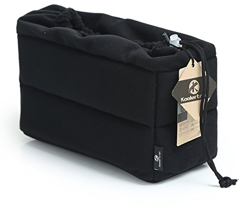 Koolertron Padded DSLR Camera Insert Shockproof Camera Bag Insert Camera Partition Protective Bag Compatible with Sony Nikon DSLR Shot Or Flash Light (Black)
