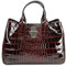 Belli Echt Leder Handtasche italienische Damen Ledertasche Umhängetasche Henkeltasche in bordeaux lack kroko - 36x25x18 cm (B x H x T)