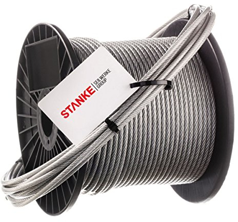 Seilwerk STANKE Edelstahl Drahtseil für Sonnensegel PVC Edelstahlseil 3,5mm 7x7 INOX Drahtseil ummantelt, 80m
