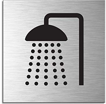 OFFORM DESIGN Schild Dusche Türschild 120 x 120 mm Türschild Aluminium selbstklebend Nr.17160-S