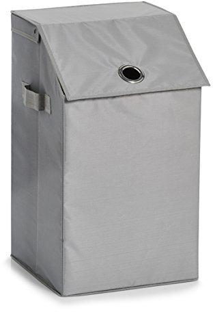 Zeller Wäschesammler, Polyester, grau, ca. 34 x 34 x 60 cm