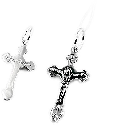 NKlaus Kettenanhänger für Damen Silber Jesus Kreuz 925 Orthodoxe, 1 Stück | echtes 925er Sterlingsilber