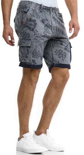 Indicode Herren Albert Cargo Shorts Hawaii | Kurze Hose Bermuda Cargoshorts für Männer Iron, S