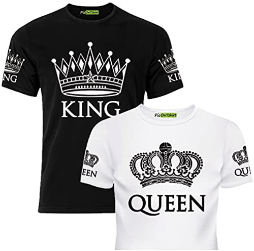 Partner Tshirt 2er Set für Paare lustig Partnerlook T-Shirts, Paar Lustige Matching Shirts Sie & Ihn, Geschenk zum Jahrestag King Queen