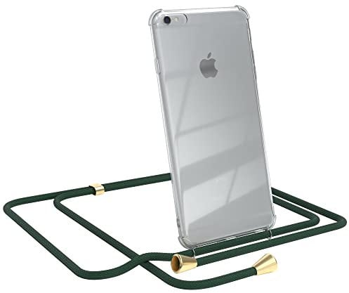 EAZY CASE Handykette kompatibel mit iPhone 6 / 6S Plus Handyhülle mit Umhängeband, Handykordel mit Schutzhülle, Silikonhülle, Hülle mit Band, Stylische Kette mit Hülle für Smartphone, Grün
