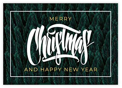 Kartenkaufrausch 5er Set: Moderne Handlettering Weihnachtskarte mit Tannen grün • weihnachtliches Grußkarten Set mit Umschläge zum Fest der Liebe als Geschenk-Karten für Familie und Freunde