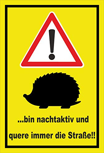 Melis-Folienwerkstatt Schild Igel queren die Straße - 30x20cm - Bohrlöcher - 3mm Aluverbund – 20 VAR S00359-118-C
