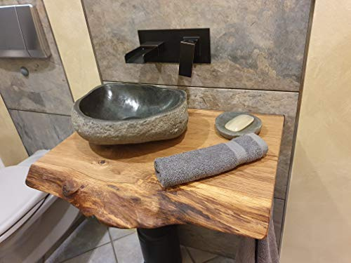 SPONHOLZ - Top per lavabo in legno massello di rovere oliato (40 x 30 cm)