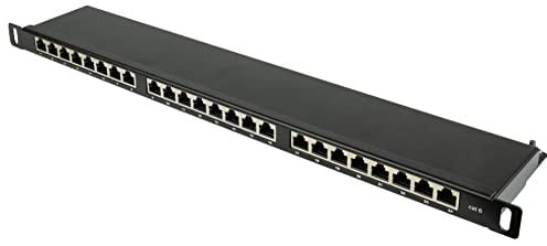 Good Connections® Patchpanel / Patchfeld - 19 - Servermontage / Rackeinbau - Cat. 6, 500 MHz - GIGABIT-fähig - 24-Port - 0,5 HE - STP geschirmt - werkzeugloses Öffnen - Tiefschwarz (RAL9005)